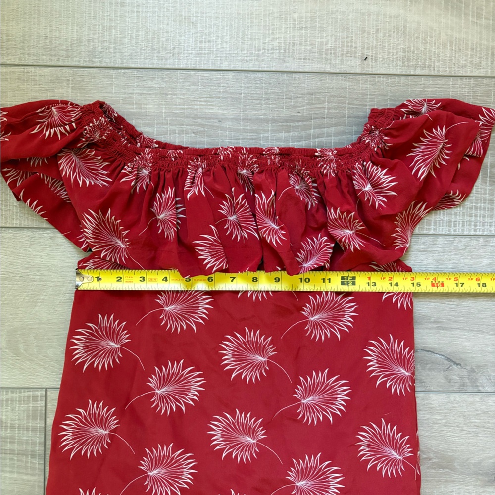 Madewell Red Silk Off-Shoulder Dress - Picture 6 of 7